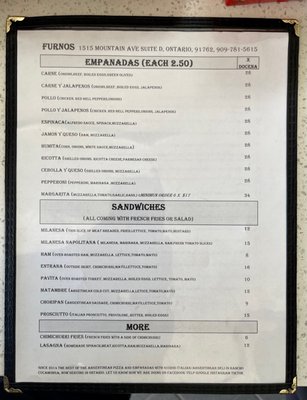 Menu photo 8 Furnos Rancho Cucamonga, CA