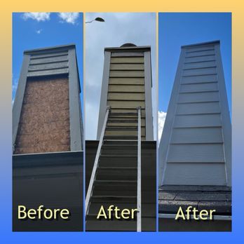 Harper Home Exterior - Chimney siding replacement with new hardie board. - Gutter Services Near Me Harper Home Exterior - Chimney siding replacement with new hardie board. - Gutter Services Near Me