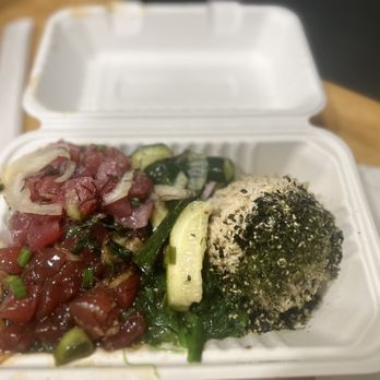 Jus' Poke - Shoyu Poke Brown Rice Seaweed Salad Original Poke Pickled Cucumbers. - Hawaiian Near Me - Redondo Beach, California Jus' Poke - Shoyu Poke Brown Rice Seaweed Salad Original Poke Pickled Cucumbers. - Hawaiian Near Me - Redondo Beach, California