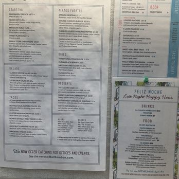 Bar Bombon - Menu June 2026 - Vegetarian Near Me - Philadelphia, Pennsylvania