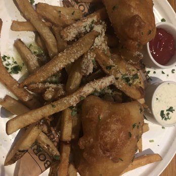 The Dearborn - Fish & Chips  Parmesan Truffle Fries - New American Near Me - Chicago, Illinois