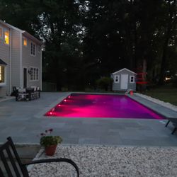 Gus Pools - View from fire pit  at night