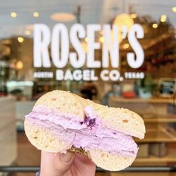 Rosen’s Bagels - Sesame bagel with blueberry cream cheese