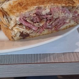 Grilled Reuben on Rye with steak fries Grilled Reuben on Rye with steak fries