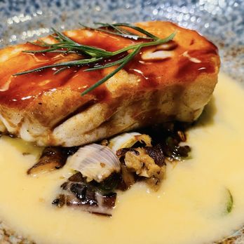 Yellowtail Japanese Restaurant & Lounge - Grilled Halibut over leeks, shitake, serrano and soy garlic butter - had a little kick to it - Japanese Near Me - Las Vegas, Nevada