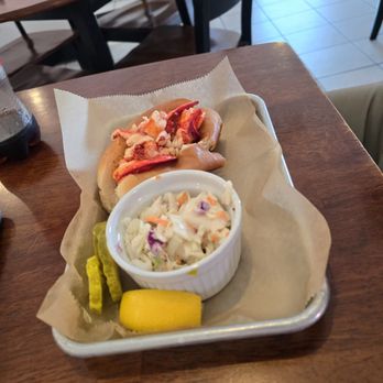 Docks Seafood - Lobster roll and coleslaw. - Seafood Near Me - South Portland, Maine