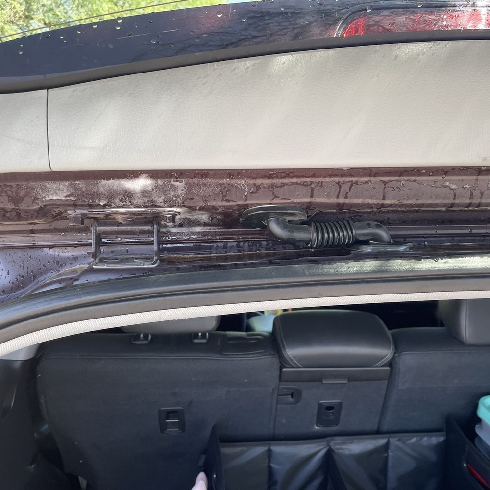 Soap underneath my trunk door (pulled into a nearby parking space since the vacuums were all full)
