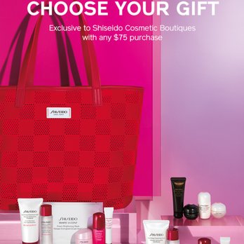 Gigi's She Cosmetics - Your choice of a complimentary skincare regimen and signature Shiseido cosmetics tote with any purchase of $75+. - Cosmetics & Beauty Supply Near Me - Westminster, California