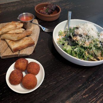 Ultreia - PAN CON TOMATE, BACON-WRAPPED DATES, ENSALADA VERDE, CROQUETAS DE JAMÓN - Tapas Bars Near Me - Denver, Colorado Ultreia - PAN CON TOMATE, BACON-WRAPPED DATES, ENSALADA VERDE, CROQUETAS DE JAMÓN - Tapas Bars Near Me - Denver, Colorado