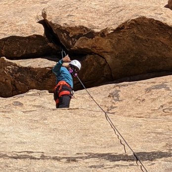 California Climbing School - Me after I climbed up to the anchor point - Rock Climbing Near Me - Joshua Tree, California California Climbing School - Me after I climbed up to the anchor point - Rock Climbing Near Me - Joshua Tree, California
