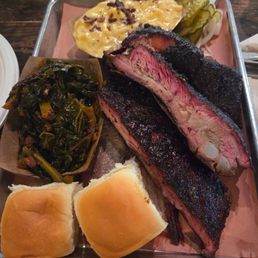 Pork ribs , collards and Mac n cheese Pork ribs , collards and Mac n cheese
