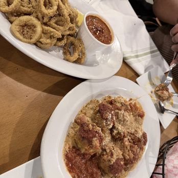 Sapori Italian Roots - Seafood stuffed mushrooms and fried calamari - Italian Near Me - Austin, Texas Sapori Italian Roots - Seafood stuffed mushrooms and fried calamari - Italian Near Me - Austin, Texas