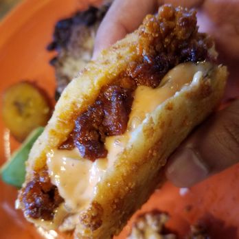 Valencia Cocina - Sloppy Mikey arepa up close - Latin American Near Me - Norwalk, Connecticut Valencia Cocina - Sloppy Mikey arepa up close - Latin American Near Me - Norwalk, Connecticut