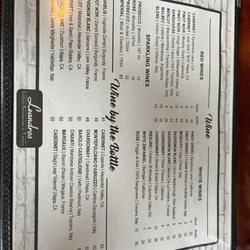 Leandros Restaurant & Tavern - Wine list