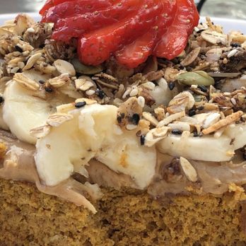 Nook - Protein carrot bread w/ peanut butter, bananas, granola, and agave syrup. - New American Near Me - Tucson, Arizona