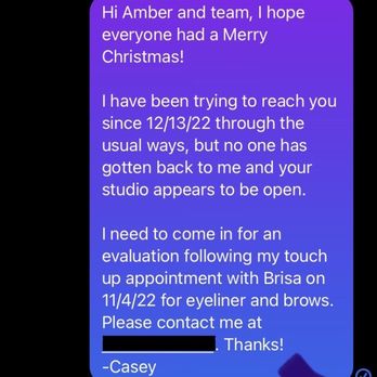 Ms Amber Red Permanent Makeup - I am a customer whose been trying to reach this studio since 12/13/22 with no response. - Permanent Makeup Near Me - Henderson, Nevada