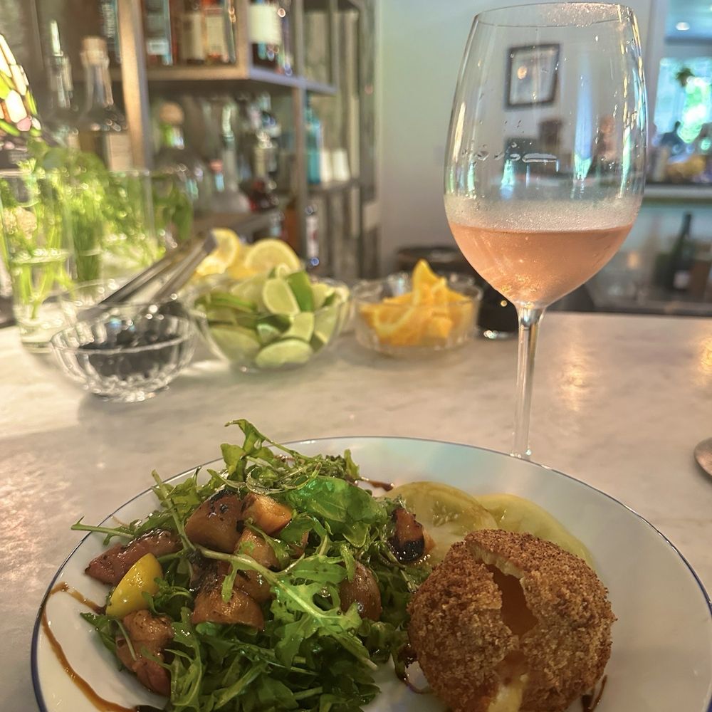 Root And Bone - Peach salad and rosé - Southern Near Me - Horse Shoe, North Carolina Root And Bone - Peach salad and rosé - Southern Near Me - Horse Shoe, North Carolina