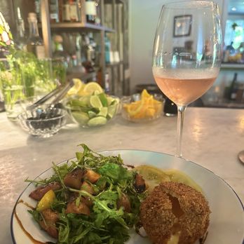 Root And Bone - Peach salad and rosé - Southern Near Me - Horse Shoe, North Carolina Root And Bone - Peach salad and rosé - Southern Near Me - Horse Shoe, North Carolina