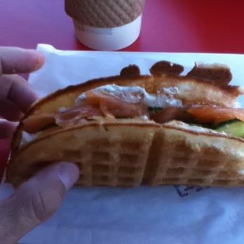 Bruxie - Smoked Salmon & Dill Cream Cheese Waffle - Sandwiches Near Me - Orange, California
