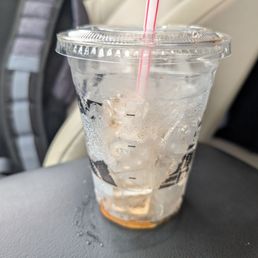 Half the cup is ice. Wtf ..... Half the cup is ice. Wtf .....
