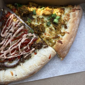 Cuts & Slices - Chopped Cheese and Curry Chicken Pizza - Pizza Near Me - Brooklyn, New York
