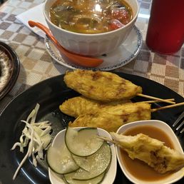 Satay chicken & Tom yum soup Satay chicken & Tom yum soup
