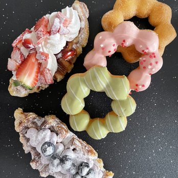 Croffle House - Top: Strawberry croffle Bottom Blueberry croffle Matcha Mochi Doughnut Strawberry Mochi Doughnut Cinnamon Mochi Doughnut - Bakeries Near Me - Flushing, New York Croffle House - Top: Strawberry croffle Bottom Blueberry croffle Matcha Mochi Doughnut Strawberry Mochi Doughnut Cinnamon Mochi Doughnut - Bakeries Near Me - Flushing, New York