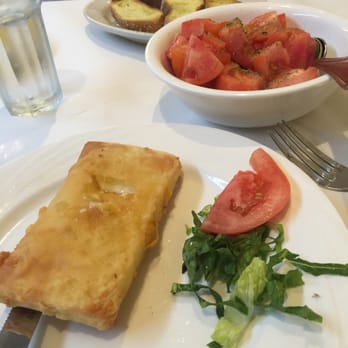 Stamatis Restaurant - Saganki and Tomato and Cucumber Salad - Greek Near Me - Astoria, New York