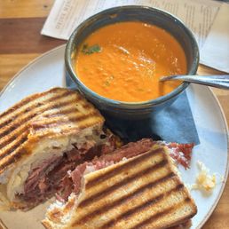 Reuben and tomato bisque.