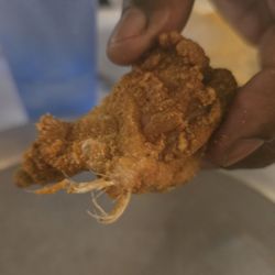 The Dancing Crab Cajun Seafood & Oyster Bar - Unplucked chicken wing.... very poor quality control!