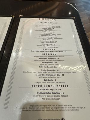 Menu photo 1 The Heron Manistee, MI