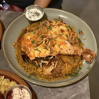 Ayat - Fattat Jai - chicken, rice, chickpeas, mint yogurt, crispy pita, and almonds, with garlic sauce - Comfort Food Near Me - Brooklyn, New York