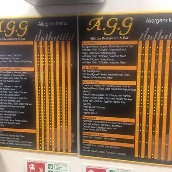 A.G.G African Restaurant & Bar - Full menu - African Near Me - Coventry, XWM