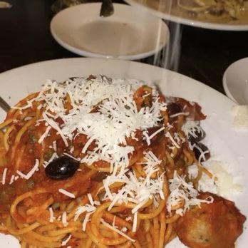 Girardi's Osteria - Spaghetti Puttanesca with lamb meatballs - Italian Near Me - Edmonds, Washington