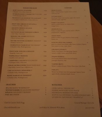 Menu photo 8 Charcoal Edmonds, WA