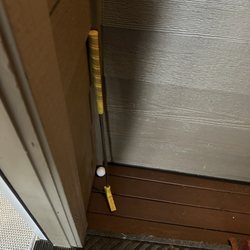 Jack & Jill On Demand - mini golf putter and ball left outside our front door