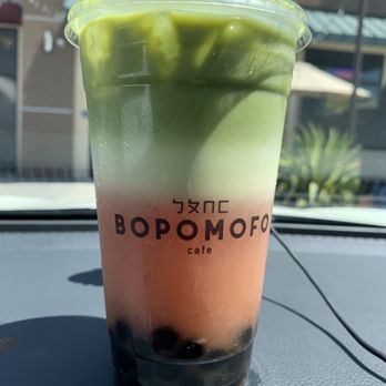 Bopomofo Cafe - BA-LA matcha $7 with boba (24 oz) - Bubble Tea Near Me - Artesia, California