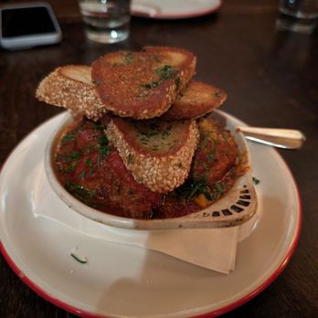 Pizzeria Mozza - MEATBALLS AL FORNO   toasted sesame bread & herb butter - Pizza Near Me - Los Angeles, California