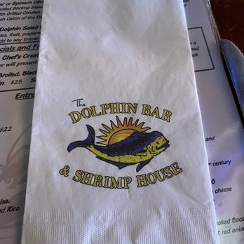 Dolphin Bar and Shrimp House - Nice napkin design - Seafood Near Me - Jensen Beach, Florida