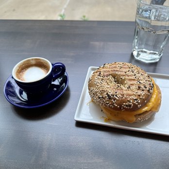 The James Cafe - Macchiato and breakfast sandwich on a bagel - Coffee & Tea Near Me - Pittsburgh, Pennsylvania