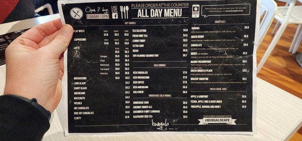 Menu photo 1 Bungalo Cafe Auckland, AUK Menu photo 1 Bungalo Cafe Auckland, AUK