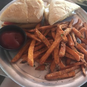 Railyard Bar & Grill - Sammy sandwich + sweet potato fries - American Near Me - San Marcos, Texas Railyard Bar & Grill - Sammy sandwich + sweet potato fries - American Near Me - San Marcos, Texas