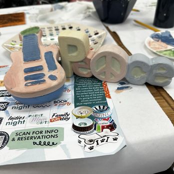 Color Me Mine - Peace and guitar - Paint-Your-Own Pottery Near Me - Freehold Township, New Jersey