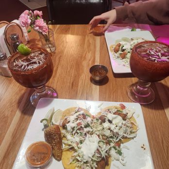 Mariscos La Chula - Downey - Fish taco 99 cent each special with michelada - Seafood Near Me - Downey, California