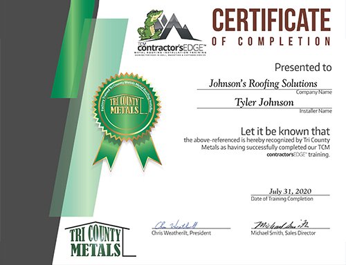 Slide of Johnson Roofing Solutions