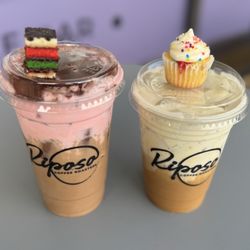 Riposo Coffee Roasters - Rainbow cookie latte & Birthday cake latte