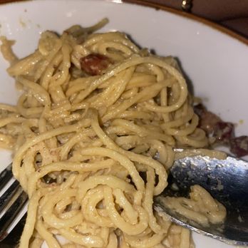 Nonno's - Carbonara pasta! We already dug ate most of it. Portions were not too big however - Pizza Near Me - Houston, Texas Nonno's - Carbonara pasta! We already dug ate most of it. Portions were not too big however - Pizza Near Me - Houston, Texas