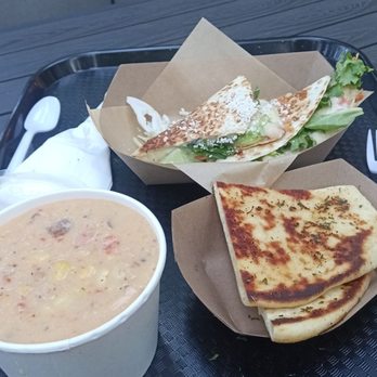 The Posh Pescatarian - Wild salmon quesadilla with corn shrimp chowder and bread very good Hope to see them next year - Seafood Near Me - Union, Washington The Posh Pescatarian - Wild salmon quesadilla with corn shrimp chowder and bread very good Hope to see them next year - Seafood Near Me - Union, Washington