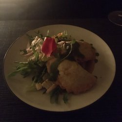 Porras Solutions - Ahi de Gallina Empanadas w/ Arugula-Corn Salad & Aji Rojo