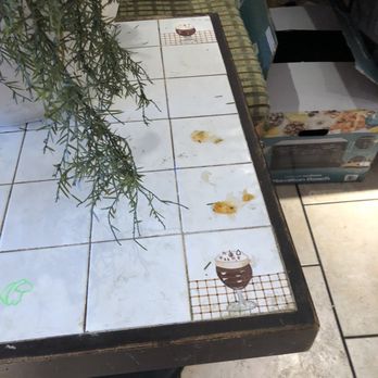 Green Lotus Vegan - Stained table - Vietnamese Near Me - Gilbert, Arizona